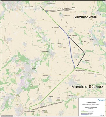 Trassenverlauf Hochspannungsleitung Klostermansfeld Aschersleben Trassenverlauf Hochspannungsleitung Klostermansfeld Aschersleben