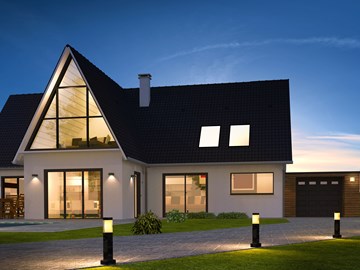 beleuchtetes Einfamillienhaus beleuchtetes Einfamillienhaus